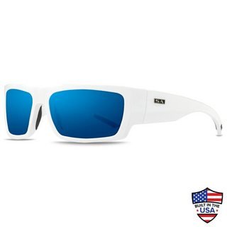 White frame blue lens sunglasses