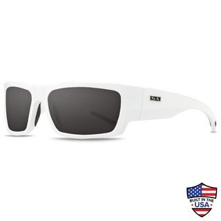 White frame smoke lens sunglasses